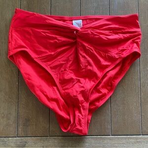 NWOT Time and Tru red high waisted bikini bottom, size L